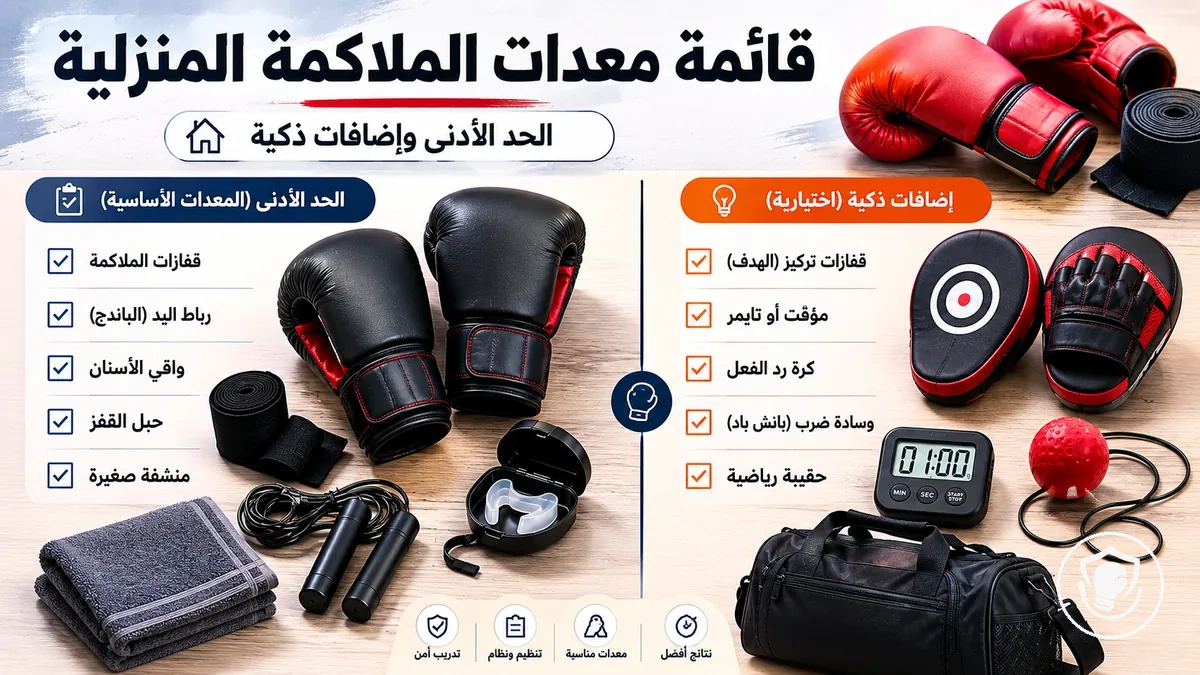 قائمة على شكل تشيك ليست لأساسيات معدات الملاكمة المنزلية للمبتدئين مع إضافات اختيارية