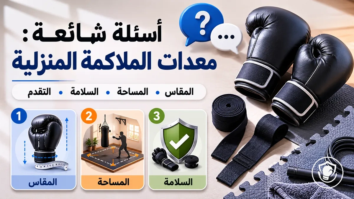 صور بنمط الأسئلة الشائعة حول مقاس المعدات وتخطيط المساحة والسلامة للمبتدئين في الملاكمة المنزلية