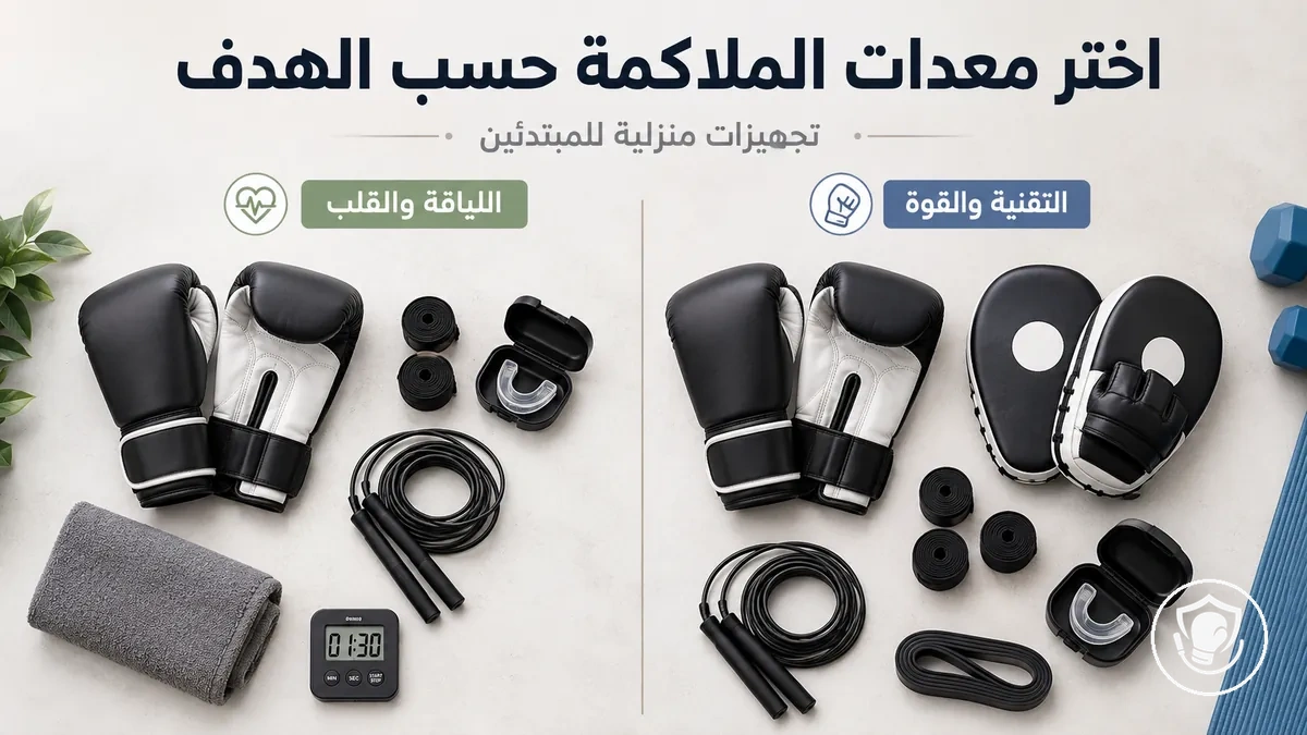خيارات معدات الملاكمة المنزلية للمبتدئين مرتبة حسب أهداف التدريب واحتياجات التجهيز