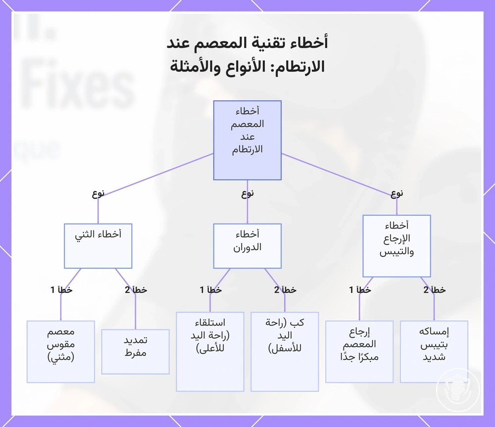 أخطاء تقنية المعصم عند الارتطام: الأنواع والأمثلة