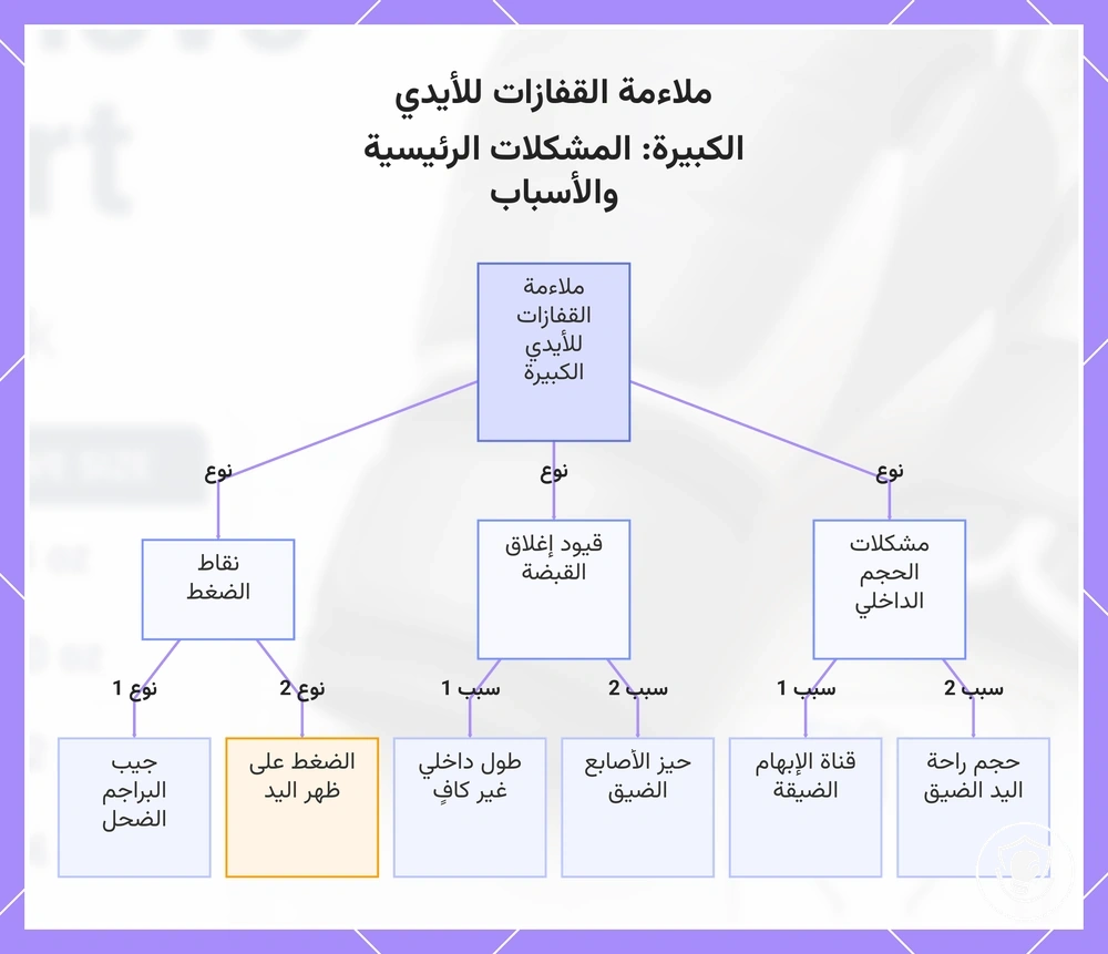 ملاءمة القفازات للأيدي الكبيرة: المشكلات الرئيسية والأسباب