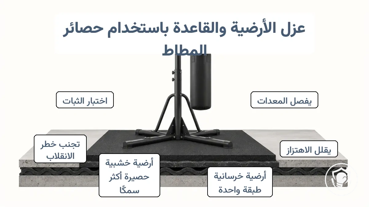 حصائر عزل اهتزاز مطاطية موضوعة تحت قاعدة معدات الملاكمة لتقليل اهتزاز الأرضية