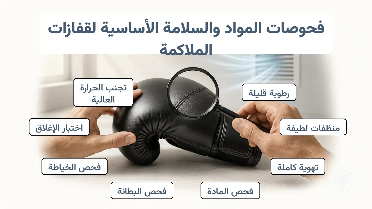 فحص حالة قفاز الملاكمة قبل التنظيف