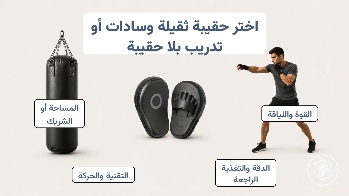الكيس الثقيل، الوسائد، والتدريب بدون كيس جنبًا إلى جنب