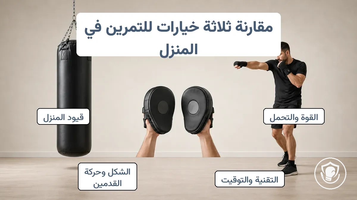 مقارنة بين خيارات ممارسة اللكم في المنزل: الكيس الثقيل، الوسائد، والملاكمة الظلية