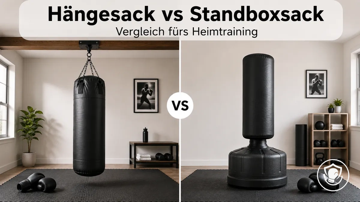 Aufbauten mit hängendem und freistehendem Boxsack für Anfänger im Heimtraining