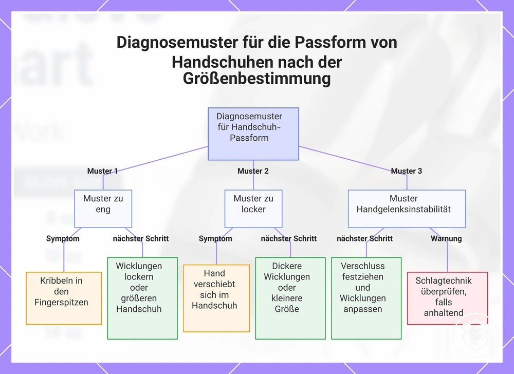 Diagnosemuster für die Passform von Handschuhen nach der Größenbestimmung