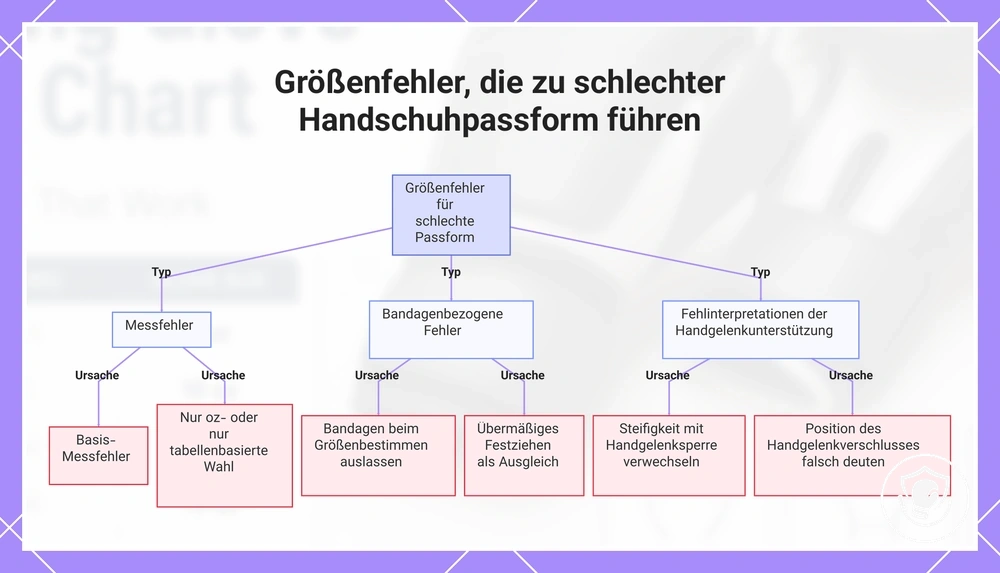 Größenfehler, die zu schlechter Handschuhpassform führen