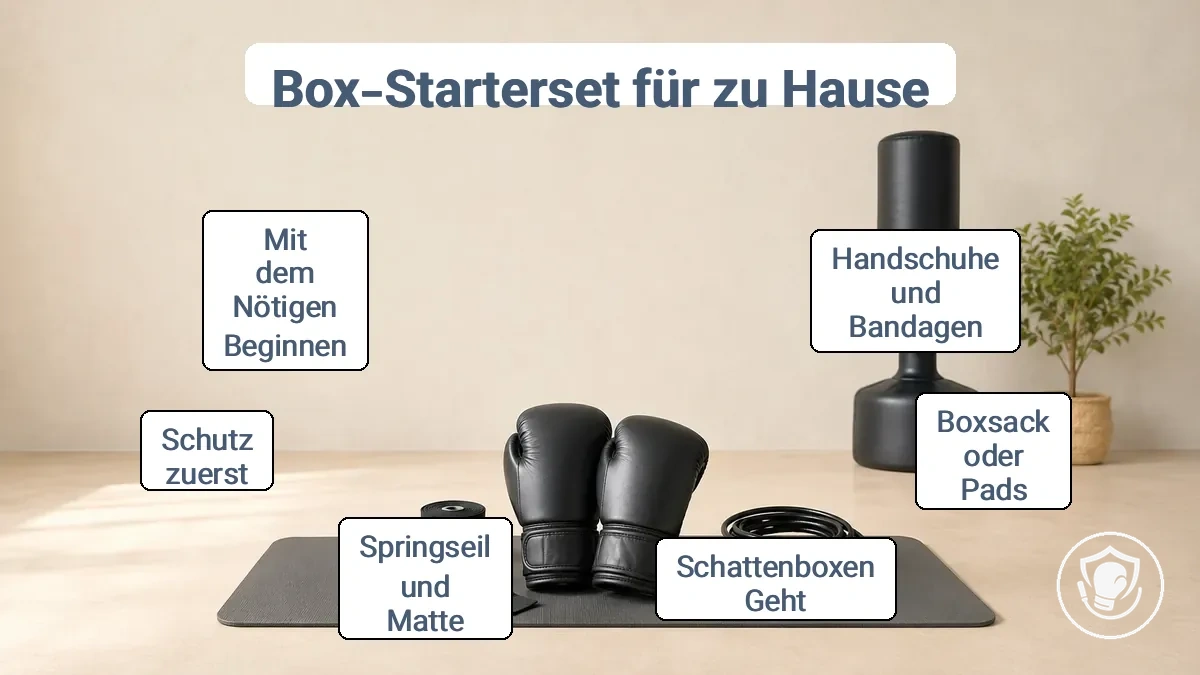 Grundausstattung für das Boxtraining zu Hause mit Handschuhen, Bandagen und Boxsack