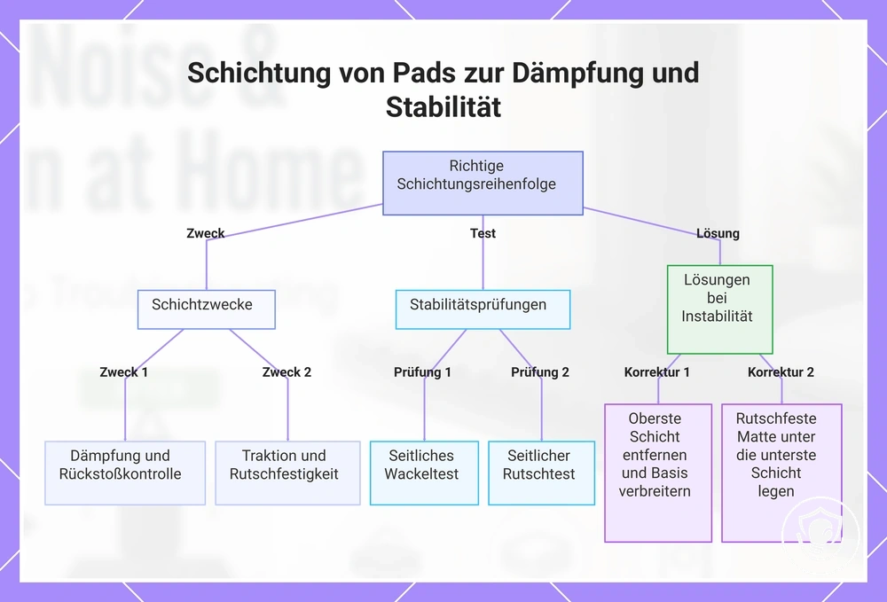 Schichtung von Pads zur Dämpfung und Stabilität