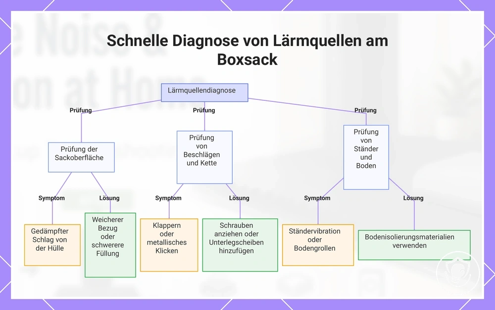 Schnelle Diagnose von Lärmquellen am Boxsack