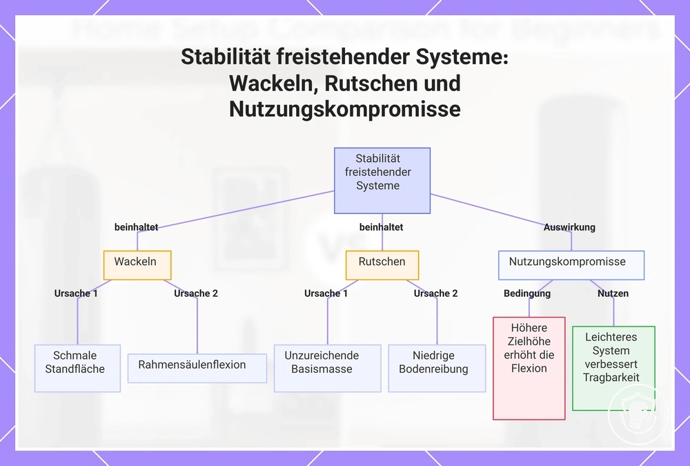 Stabilität freistehender Systeme: Wackeln, Rutschen und Nutzungskompromisse