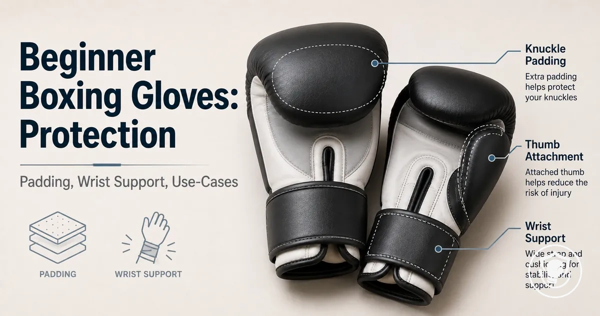 Boxing gloves showing padding and protection features for beginners training at home