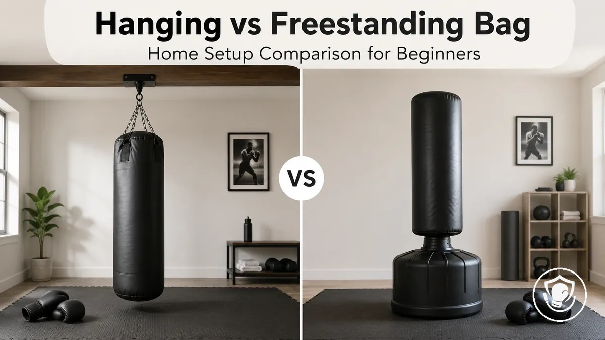 Hanging and freestanding punching bag setups for beginner home boxing equipment