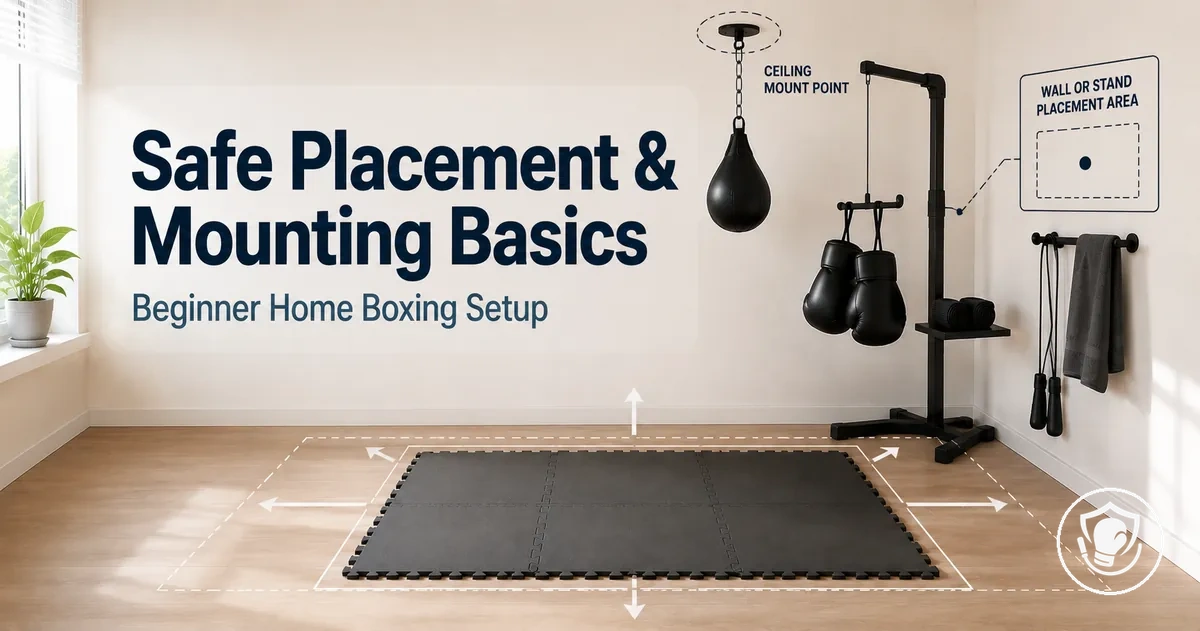 Safe placement and mounting layout for beginner home boxing equipment