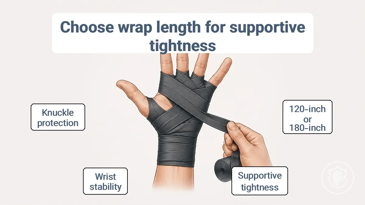 Illustration of correct hand wrap tightness around wrist and knuckles