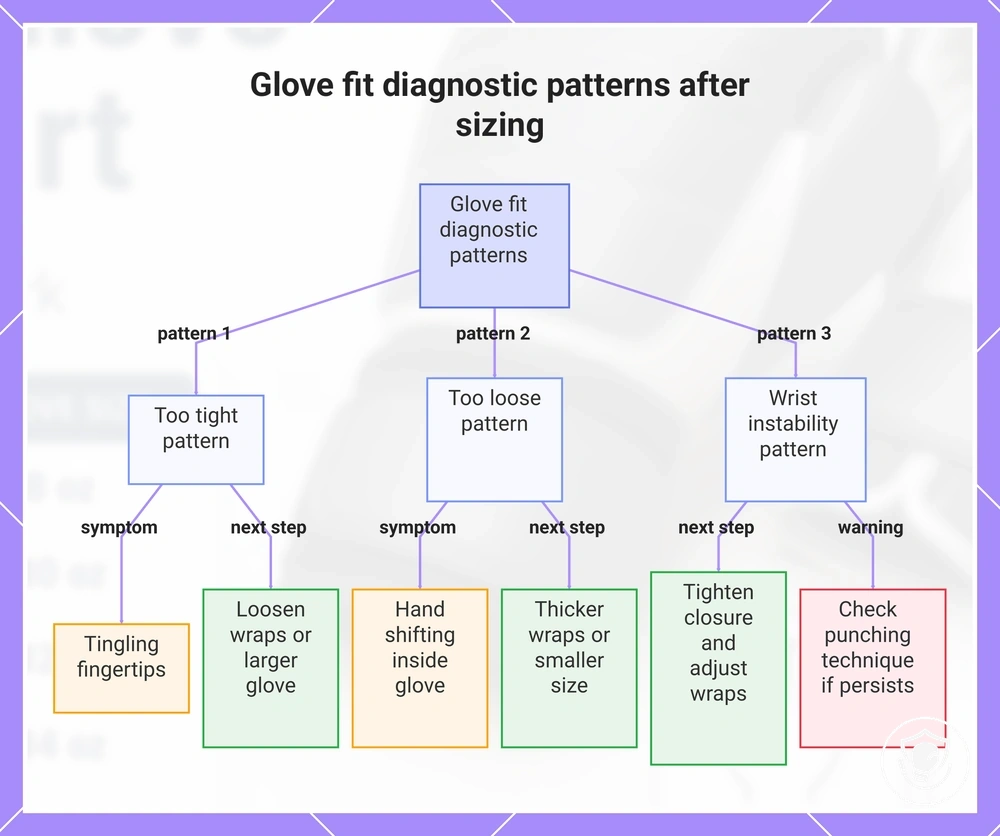 Glove fit diagnostic patterns after sizing