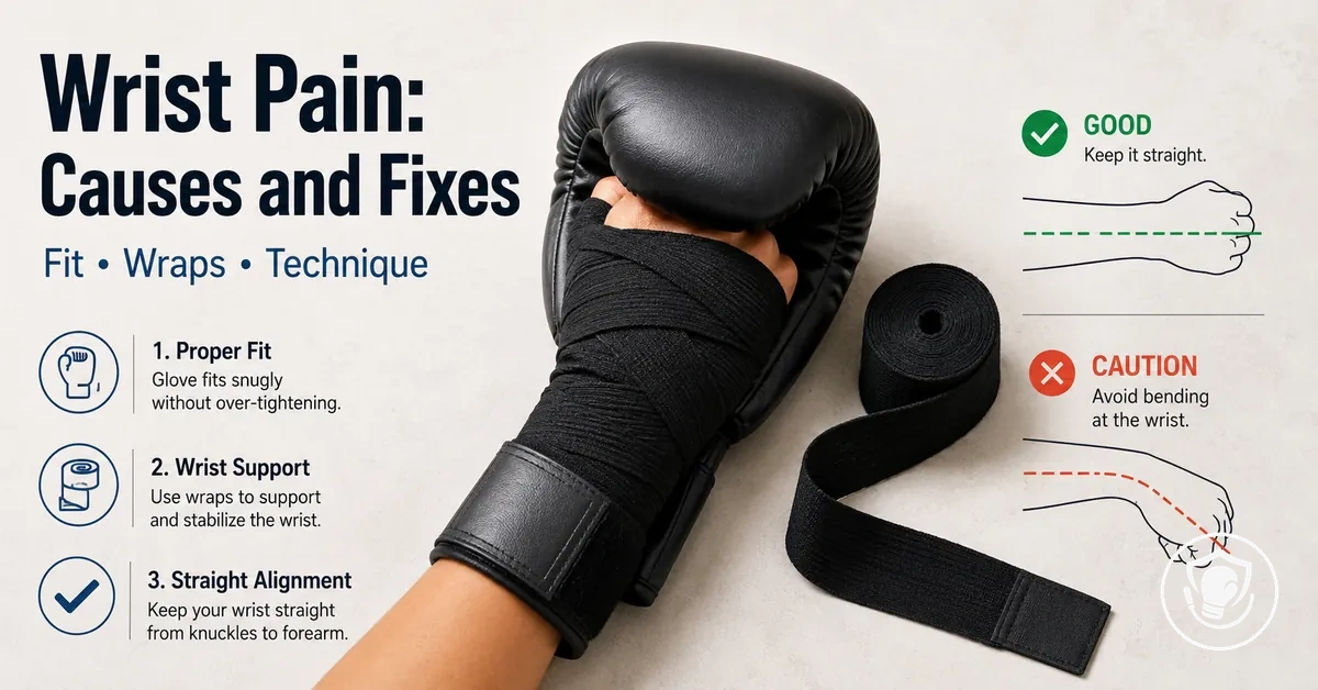 Wrist support and technique cues to reduce wrist pain for beginner home boxing equipment users
