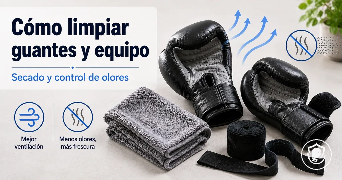 Rutina de limpieza y secado del equipo de boxeo en casa para principiantes para reducir olores