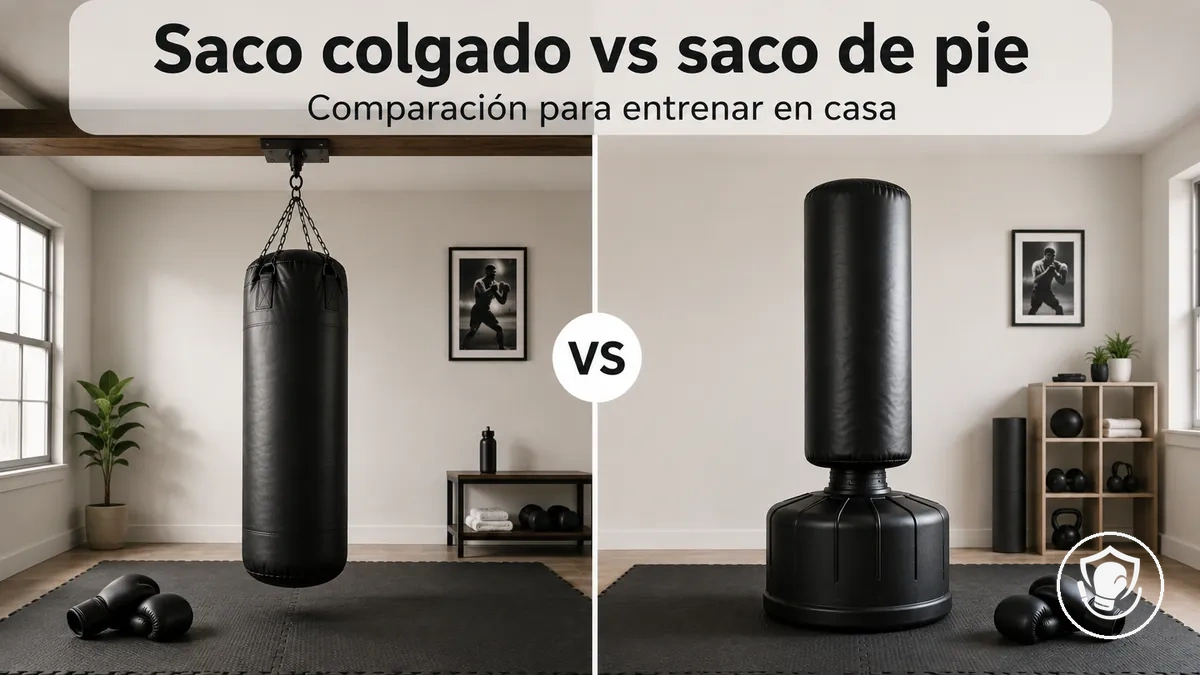 Montajes con saco colgado y saco de pie para principiantes que entrenan en casa