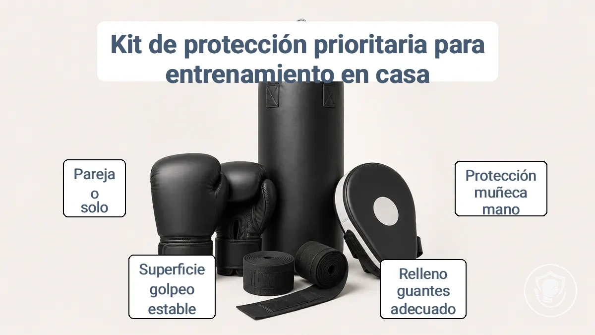Kit inicial de boxeo en casa con protección priorizada: vendas de manos, guantes de entrenamiento y superficie de golpeo