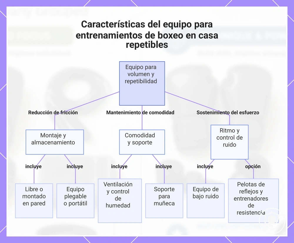 Características del equipo para entrenamientos de boxeo en casa repetibles