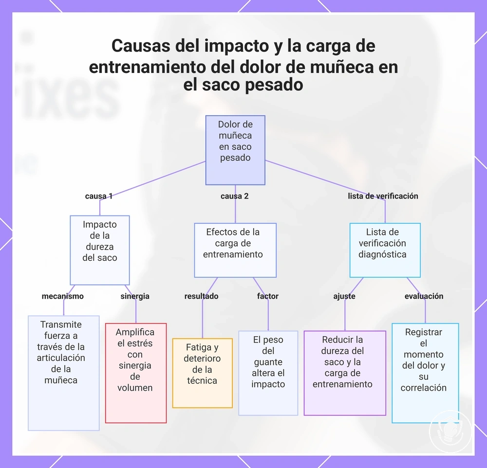 Causas del impacto y la carga de entrenamiento del dolor de muñeca en el saco pesado