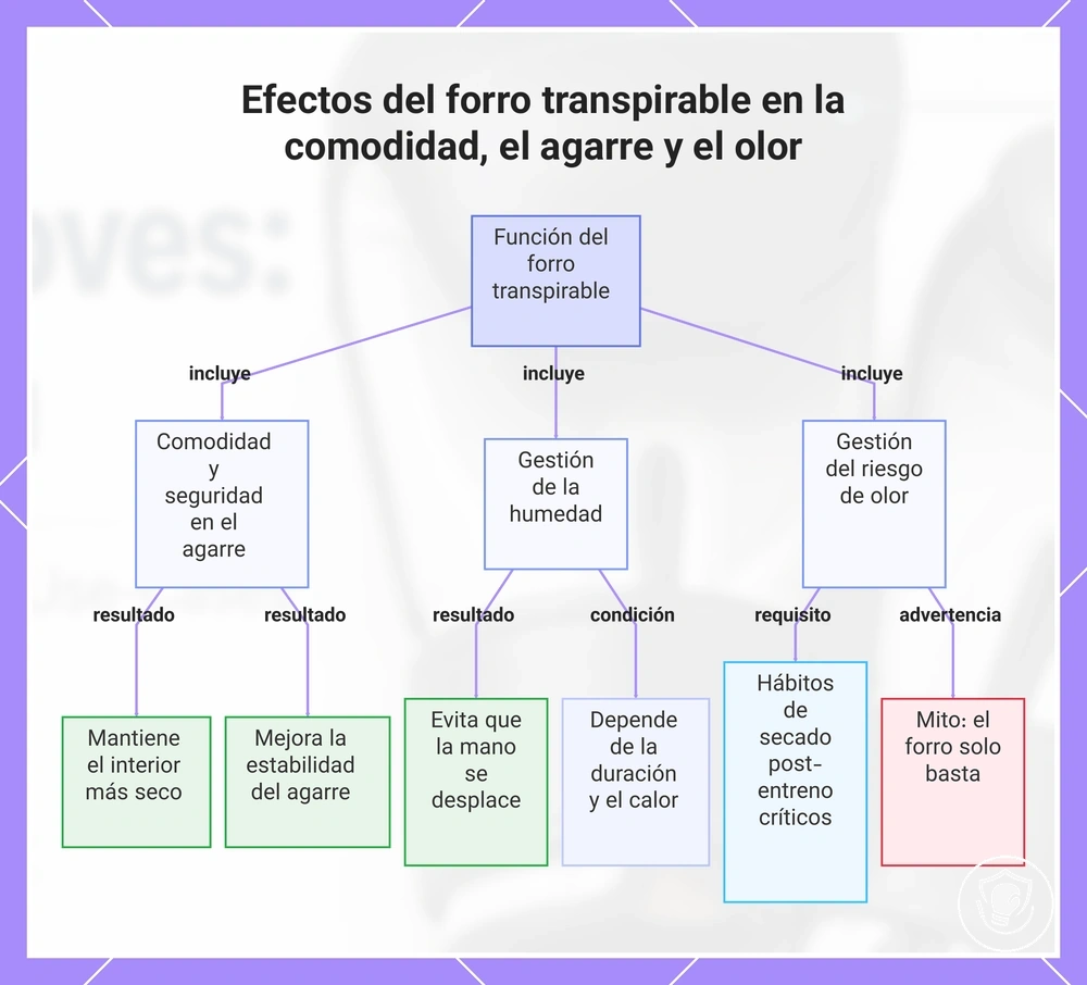 Efectos del forro transpirable en la comodidad, el agarre y el olor