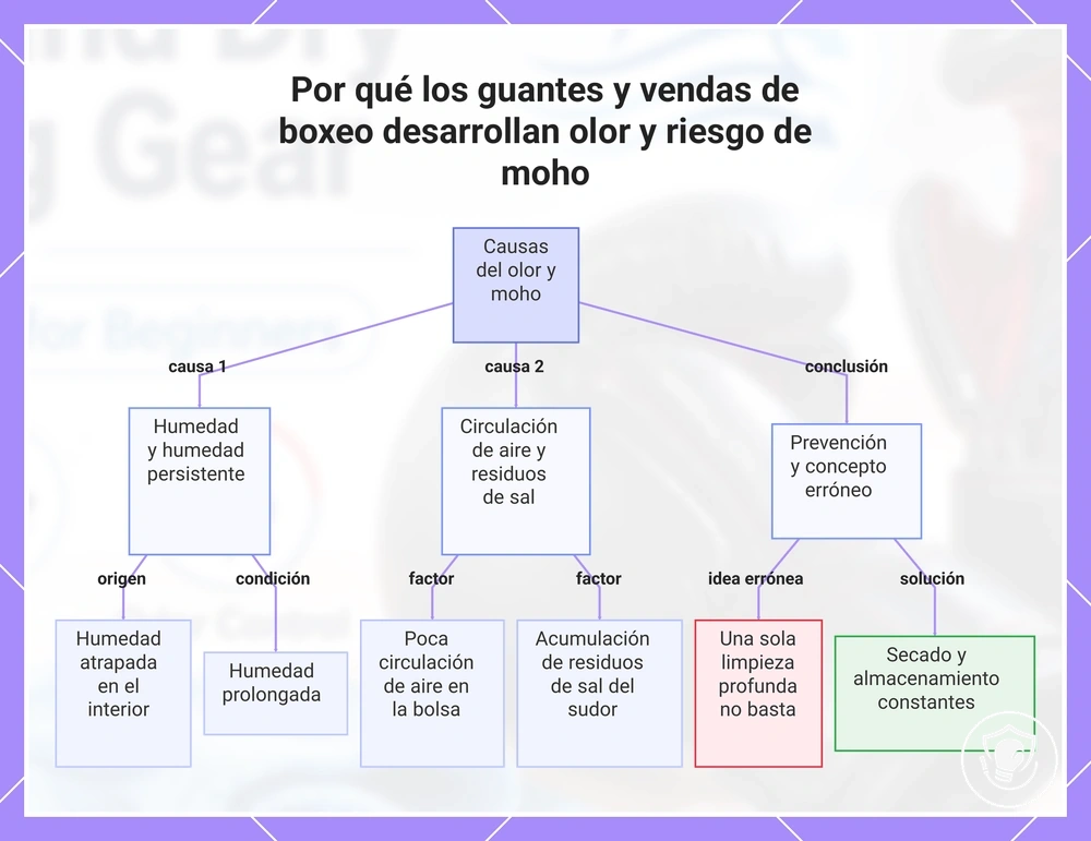 Por qué los guantes y vendas de boxeo desarrollan olor y riesgo de moho