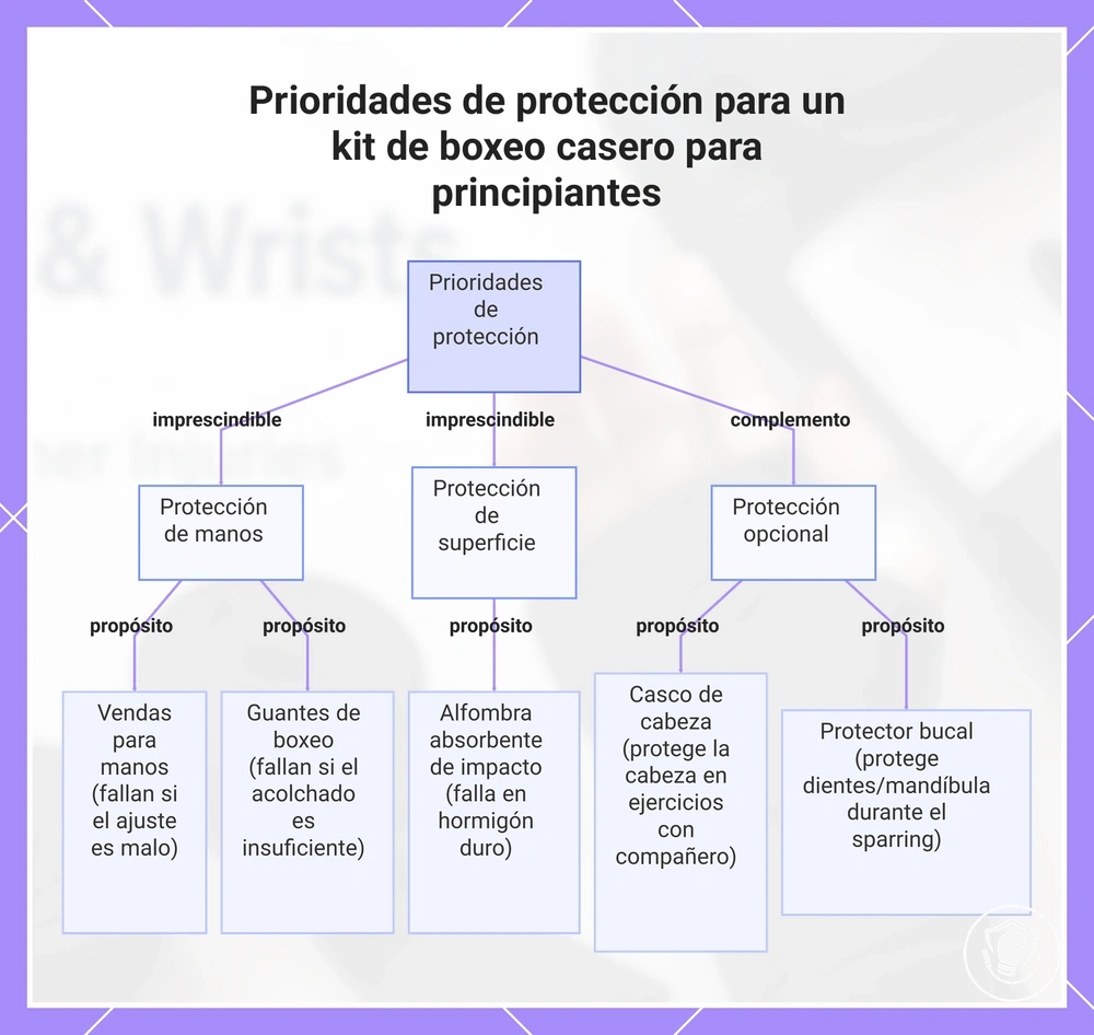 Prioridades de protección para un kit de boxeo casero para principiantes