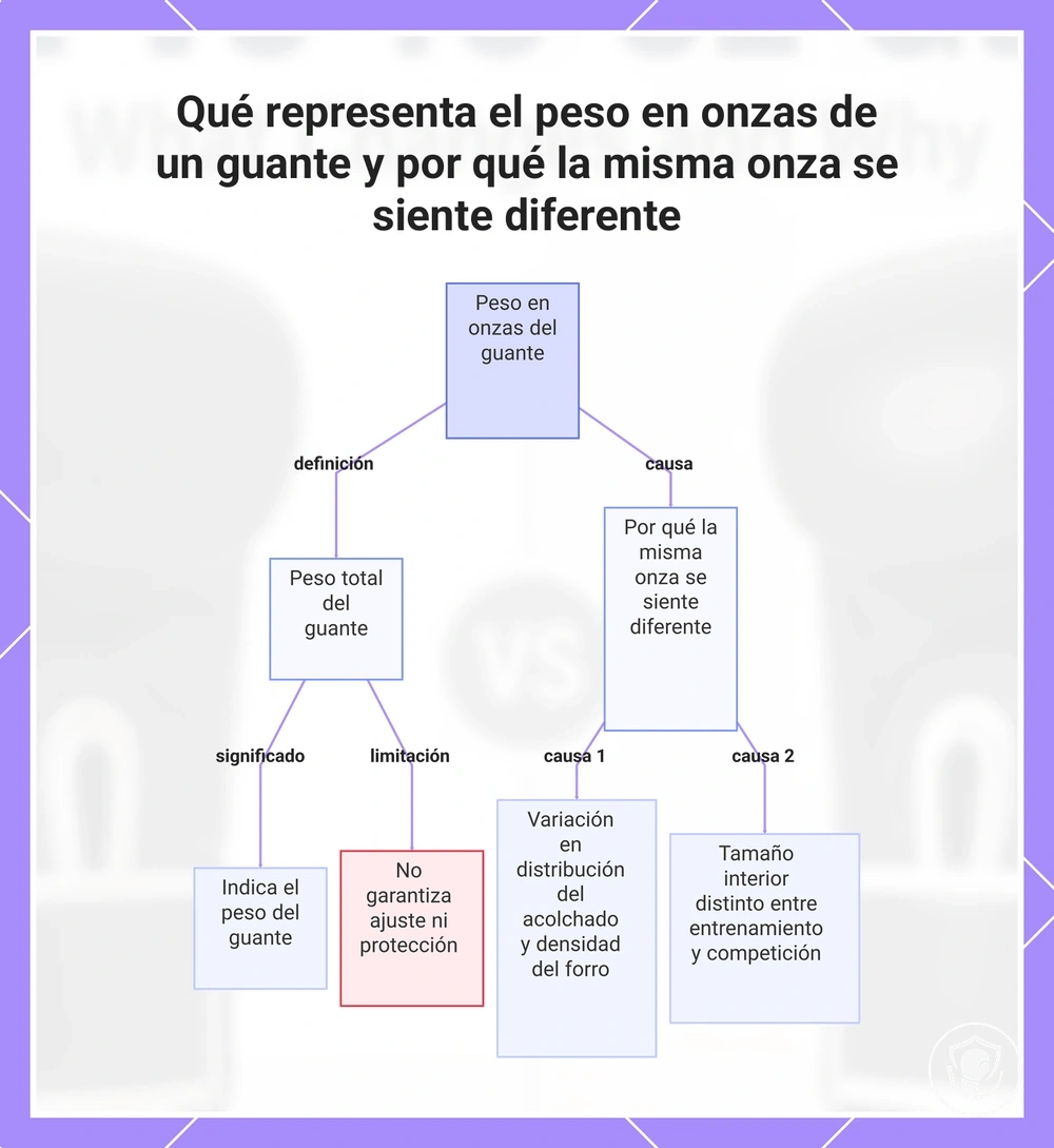 Qué representa el peso en onzas de un guante y por qué la misma onza se siente diferente