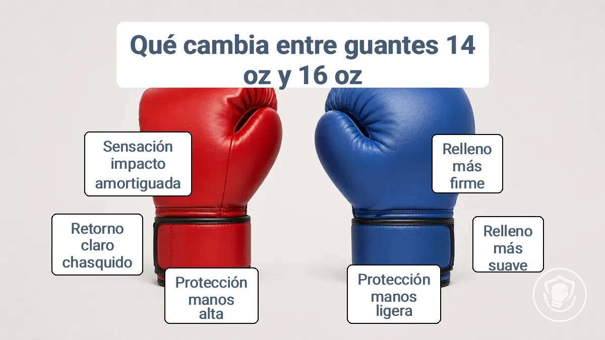 Comparación de la sensación del acolchado y la protección entre guantes de 14 oz y 16 oz