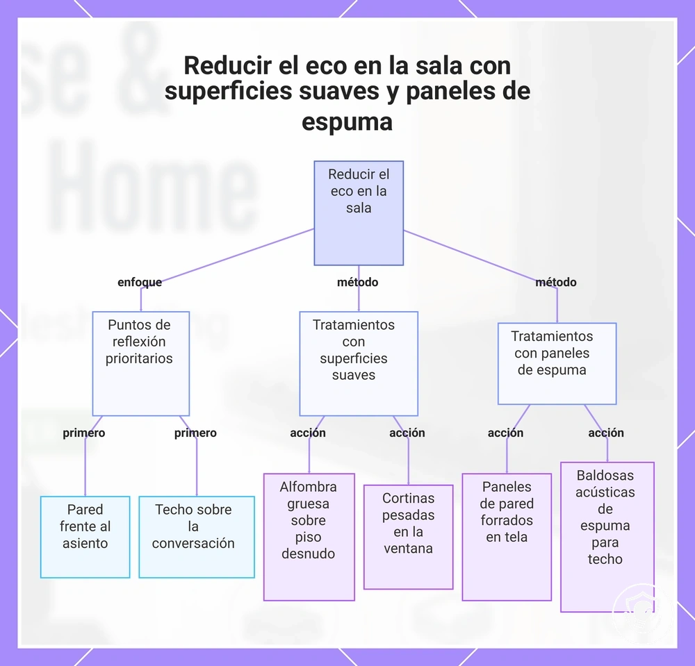 Reducir el eco en la sala con superficies suaves y paneles de espuma