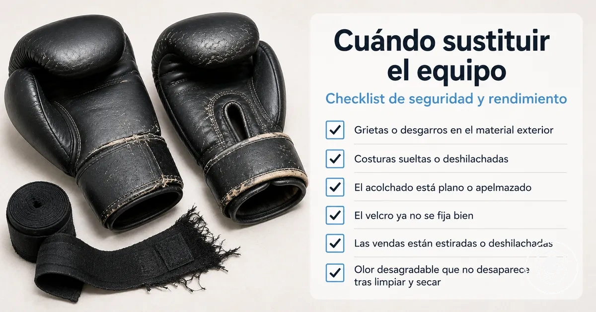 Checklist de señales de desgaste para saber cuándo sustituir el equipo de boxeo en casa para principiantes