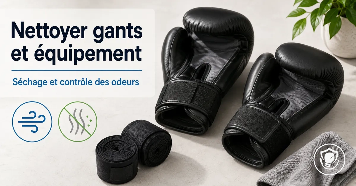 Routine de nettoyage et de séchage pour limiter les odeurs sur l’équipement de boxe à la maison
