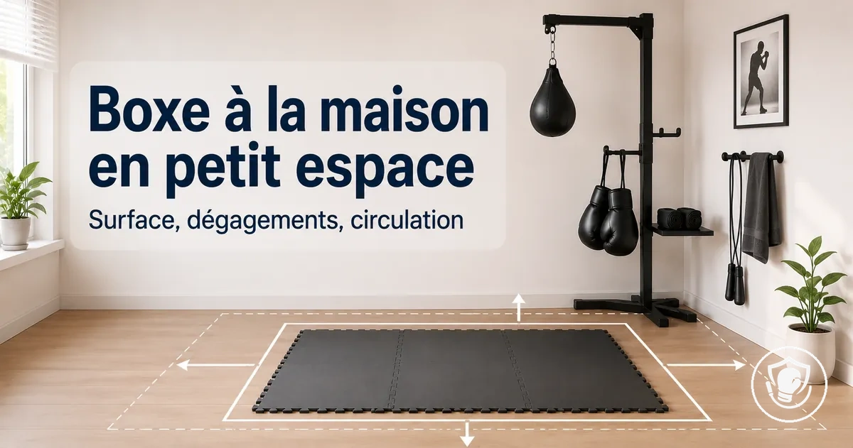 Installation compacte d’équipement de boxe à la maison, pensée pour une petite surface
