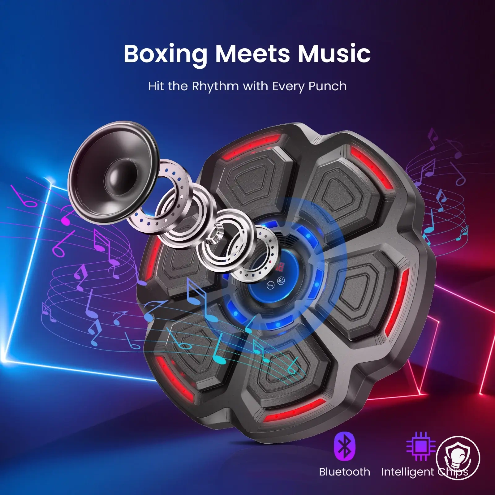 Alvo de boxe de parede com reação eletrônica e música