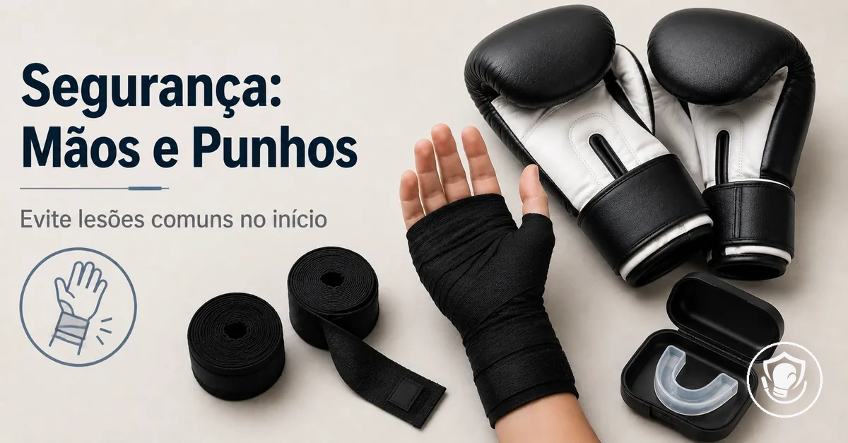 Equipamentos de proteção para iniciantes com foco em mãos e punhos no treino em casa