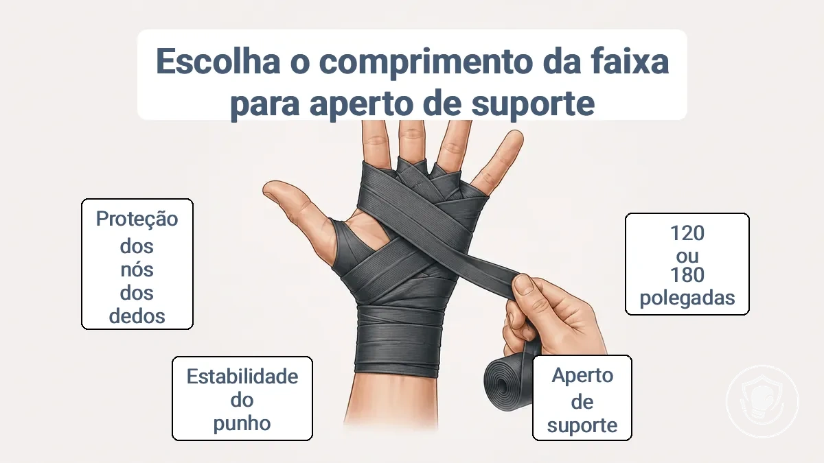 Ilustração do aperto correto da bandagem ao redor do pulso e dos nós dos dedos