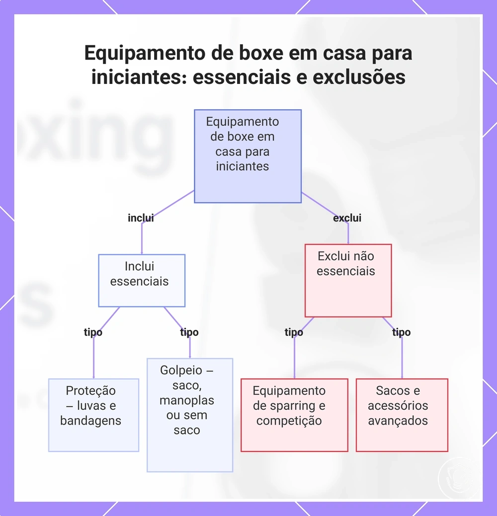 Equipamento de boxe em casa para iniciantes: essenciais e exclusões