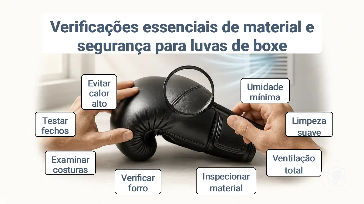 Verificando a condição da luva de boxe antes de limpar