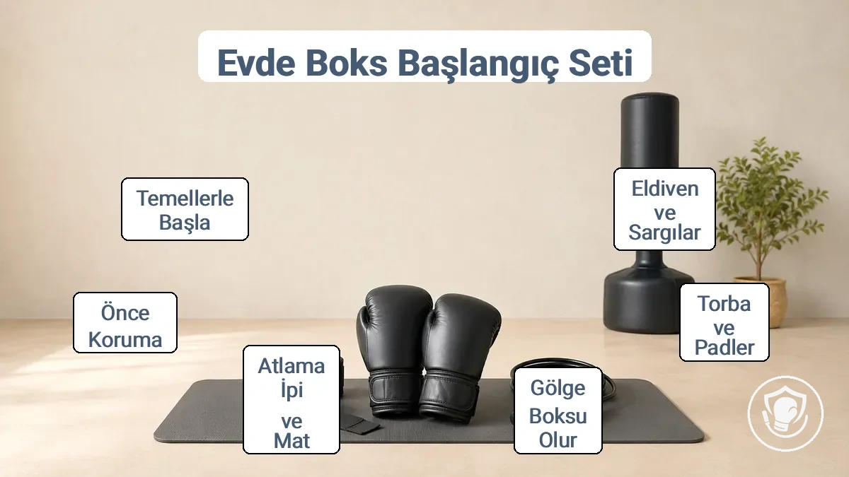 Eldiven, bandaj ve torba dahil temel başlangıç boks seti