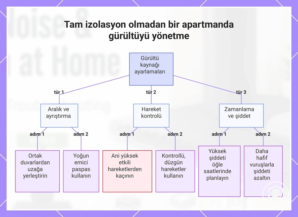 Tam izolasyon olmadan bir apartmanda gürültüyü yönetme