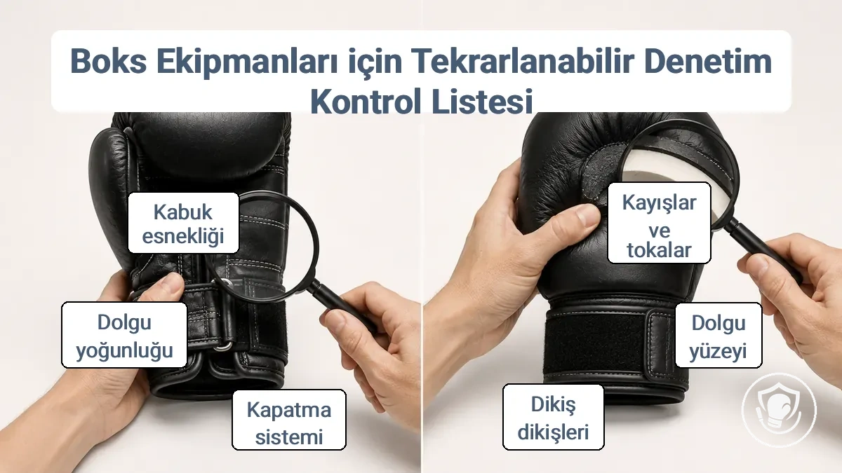 Boks ekipmanı kapatma yerleri, dikişler, dolgu ve bağlantı noktalarında hızlı seans öncesi kontroller ile periyodik derinlemesine kontrollerin karşılaştırması